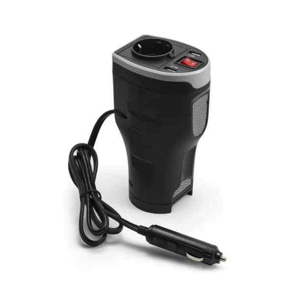 Adapter för billaddare med 2 USB-portar och säkerhetskontakt