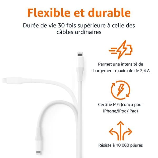 Lightning USB-A-kabel - BASICS - CUBL03B-AC271-DF - 3 meter - Snabbladdning - MFi-certifierad