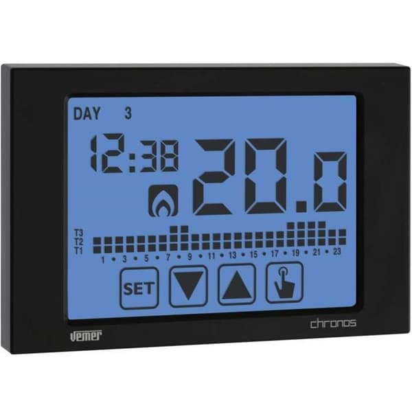 Termostat - Vemer - VE452900 - Touchscreen - Veckoprogrammering - Svart