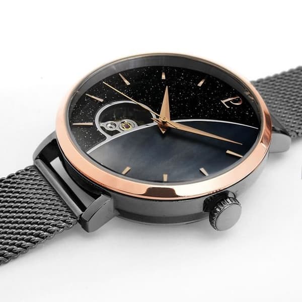 Klocka - Pierre Lannier - Céleste - Automatisk - Svart - 37mm - Milanese mesh