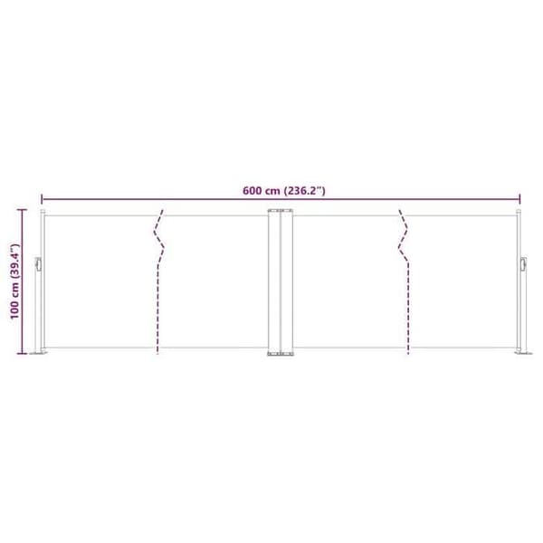 vidaXL Infällbar sidomarkiscreme 100 x 600 cm