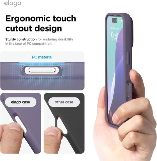 Elago Premium Silikonfodral för iPhone 16 Pro Max, djup lavendel
