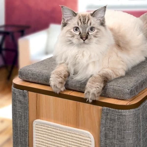 VESPER MDF Cat Tree - 42,5 x 87 x 42,5 cm - Stengrå