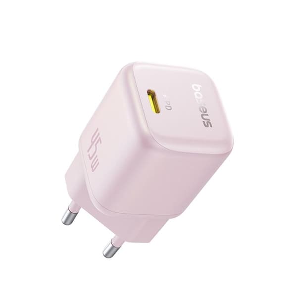 Nätadapter - BASEUS - PicoGo - 45 W - USB-C - GaN - Spädbarn rosa