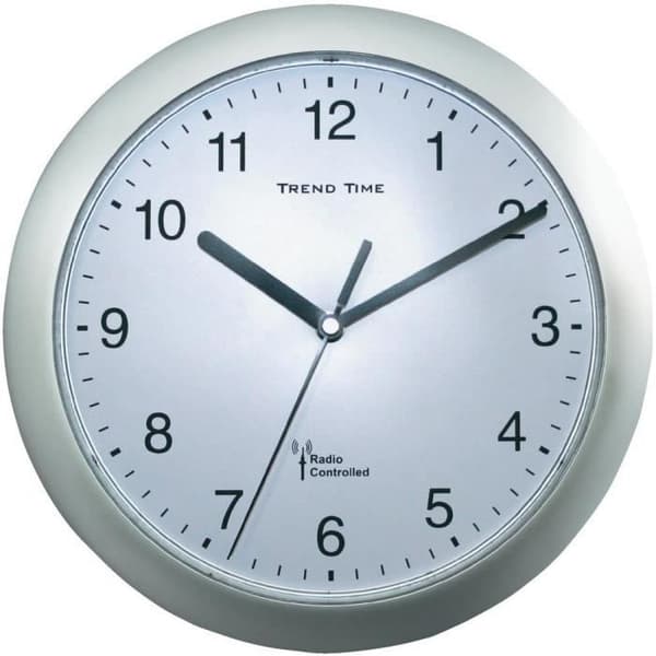 Väggklocka - 25 cm - Silver - Analog - Radiostyrd