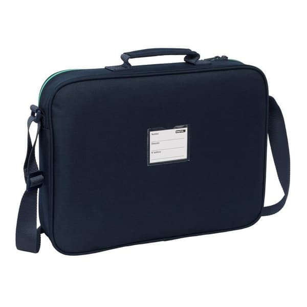 Väska med ytterficka - safta - M385 - 38x6x28 cm - Marinblå - Polyester - Dragkedja
