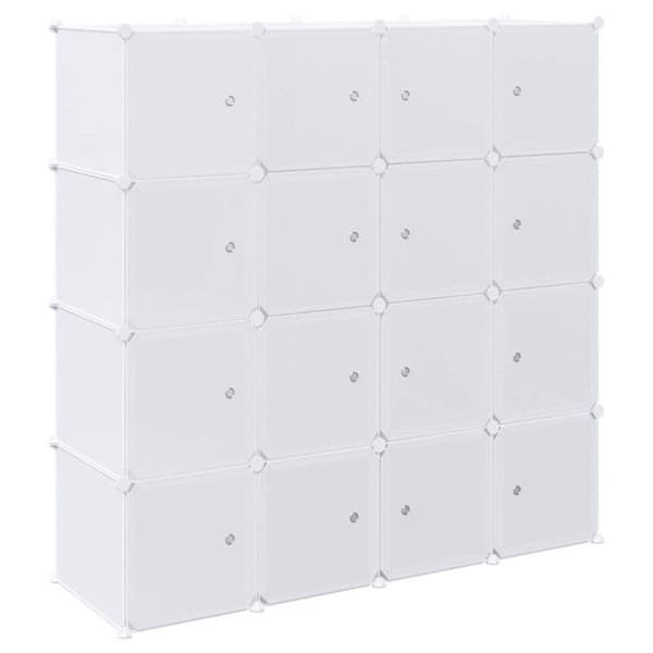 Förvaringskub - 16 moduler - PP - hängstänger - Vit 145,5x46,5x144 cm