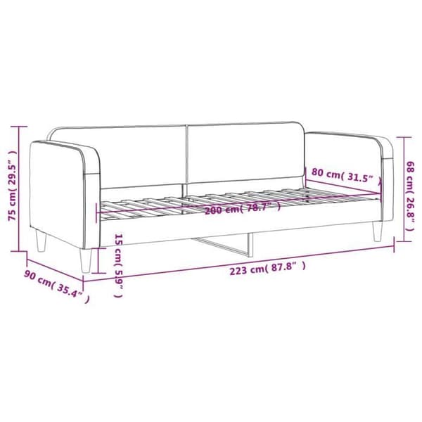 vidaXL Daybed Mörkgrå 80x200 cm Tyg 354029