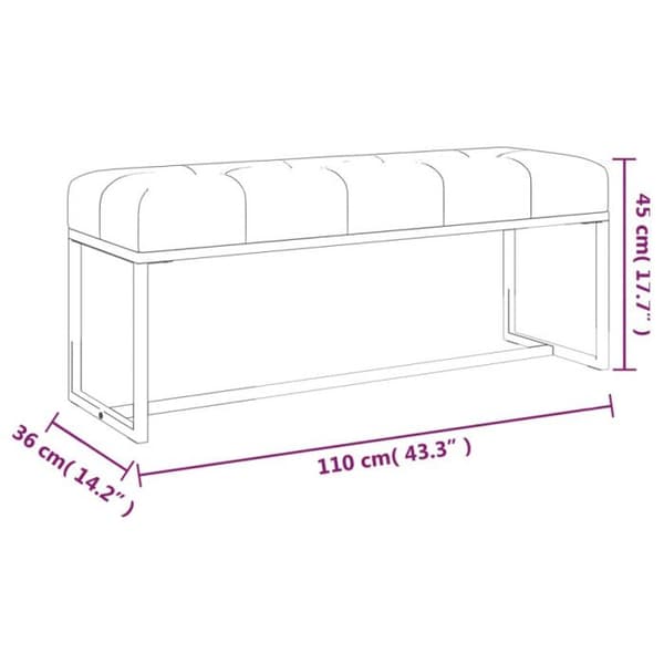 350603 vidaXL Bänk Grå 110x36x45 cm Sammet