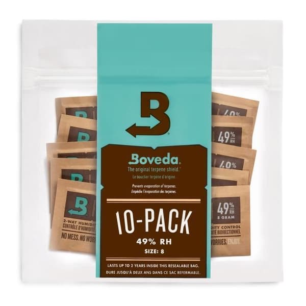 Fuktregulatorpåse - BOVEDA - 10 påsar - 49% RH - Storlek 8 - 30g/påse