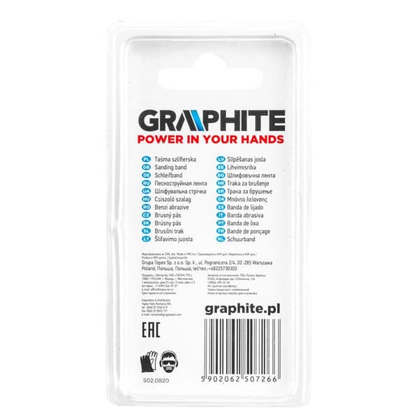 Slipband - GRAPHIT - Set med 10 delar - Diameter 6,3 mm - K60 och K120 - Multi-material