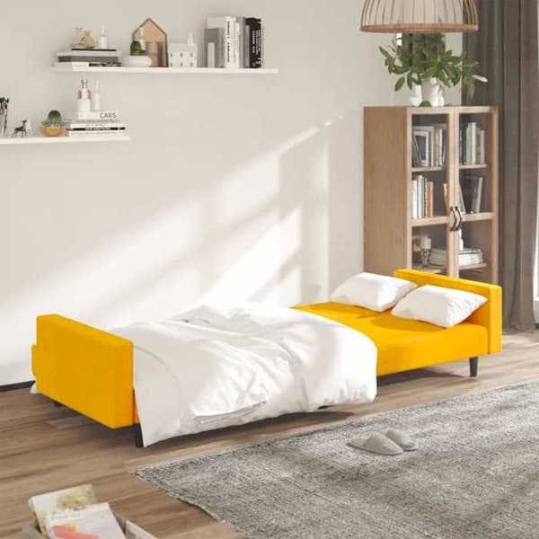 vidaXL 2-sits bäddsoffa sammetsgul 375944