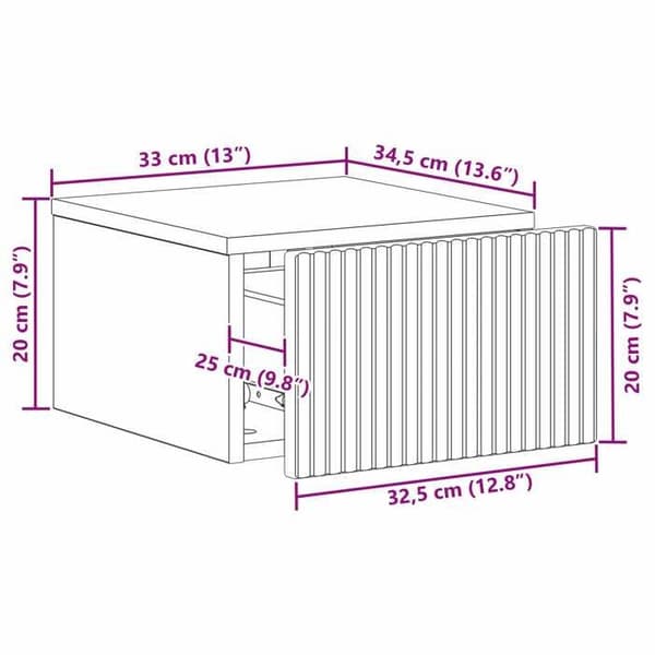 vidaXL Väggmonterad sängbord 2 st Antik trä 33 x 34,5 x 20 cm 898442