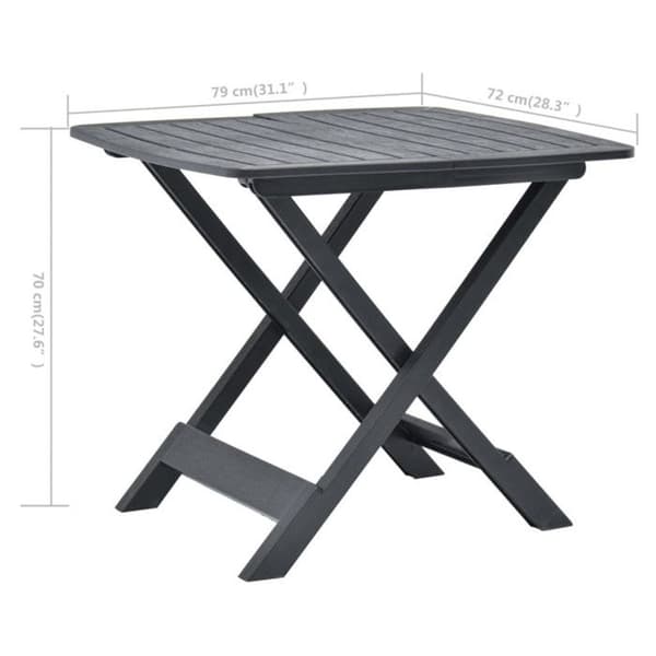 Hopfällbart trädgårdsbord - VIDAXL - Antracit - 79x72x70 cm - Plast