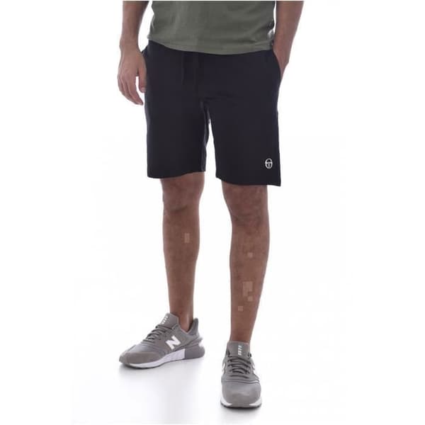 Short - SERGIO TACCHINI - Broderad logotyp - Svart - Slimmad passform - 100% bomull