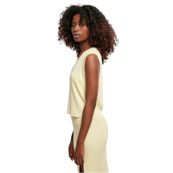 Urban Classics GT Dam Cropped Knit Pullover Väst - gul - 3XL