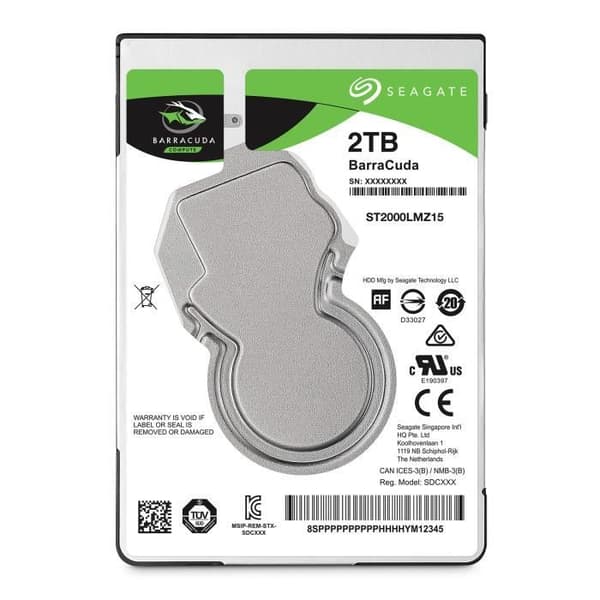 Seagate BarraCuda 2,5" intern hårddisk - 2 TB - SATA 6Gb/s - 5400rpm