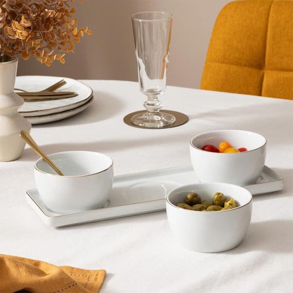 Serveringsfat 4 Delar i Keramik "Arya" 9cm Vit
