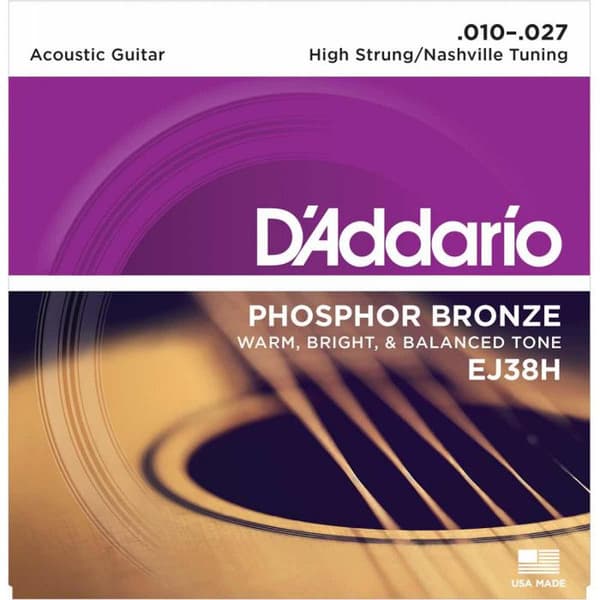 . D'Addario EJ38H 10-27. Nashville akustisk gitarr strängset.