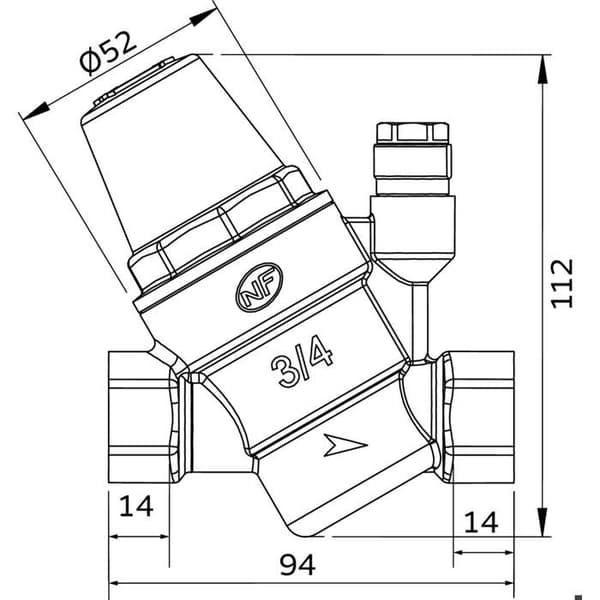 Justerbart membrantryckregulator - FF3/4" med multikopplingar - NF