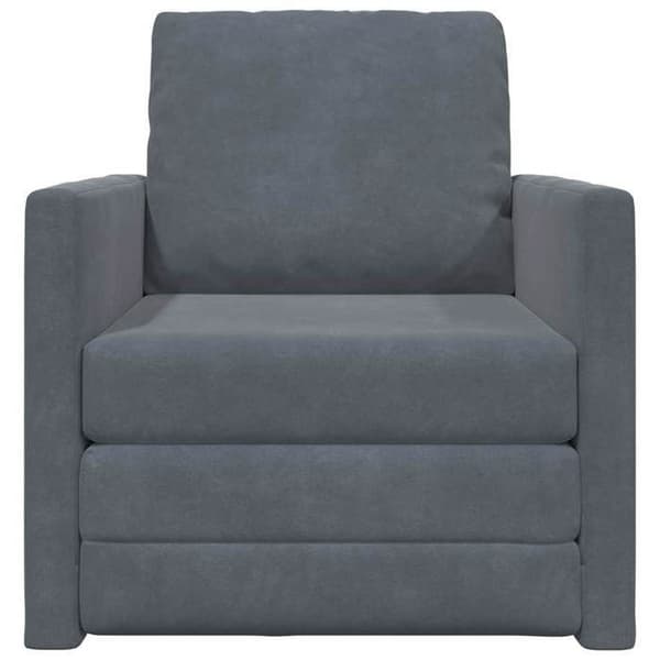 Soffa för sol, konvertibel i sammet 74x77x81 cm mörkgrå
