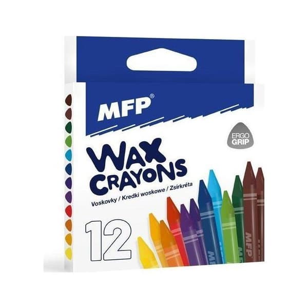 Färgpennor - fet krita Mfp papper Triangulära vaxkritor i MFP-papper, set med 12 färger 6300340