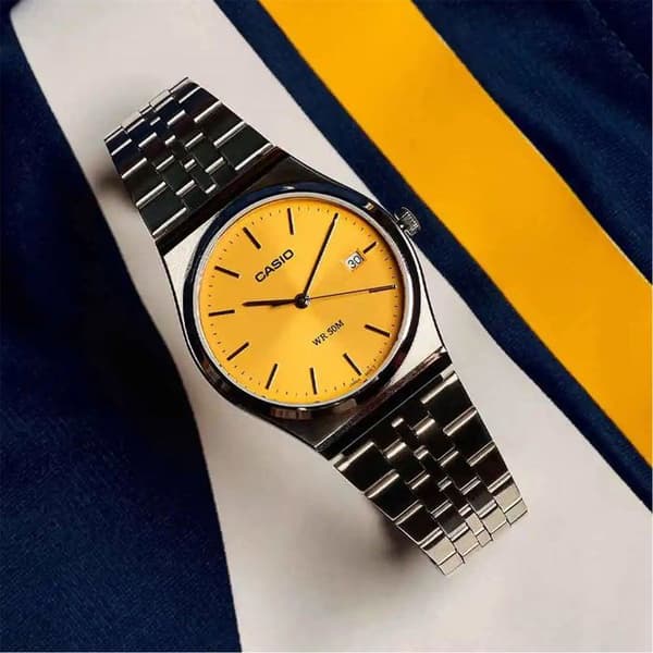 Klocka - CASIO - MTP-B145D - Man - Ljus Guld - Kvarts - Analog