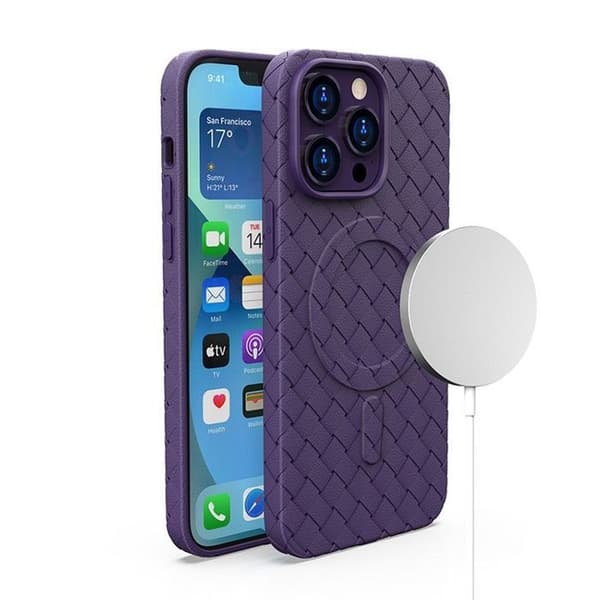 Vävd fodral för iPhone 13 Pro med MagSafe, lila