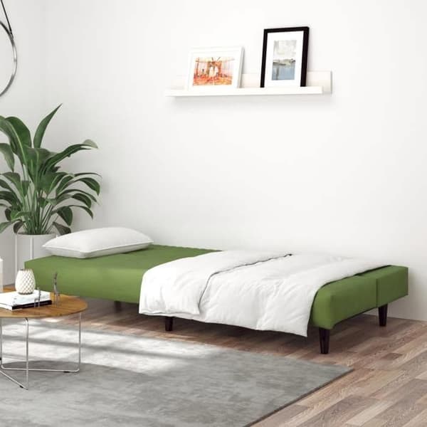 vidaXL Soffa med sängfunktion 2-sits ljusgrön sammet 375929