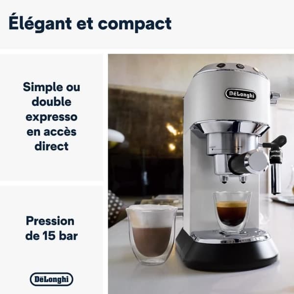 Manuell espressomaskin - De'Longhi - Dedica stil - EC685.W - Vit