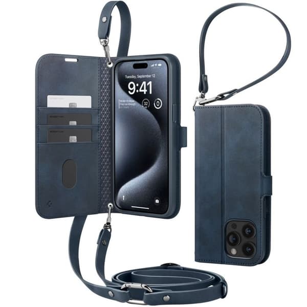 Coque för iPhone 15 Pro - Spigen Wallet S Pro - Marint