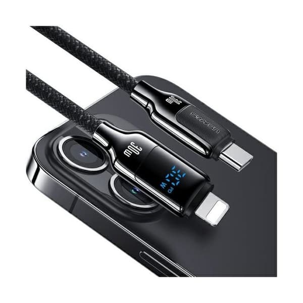 USAMS USB-C till Lightning-kabel 1,2 m, snabbladdning, grå