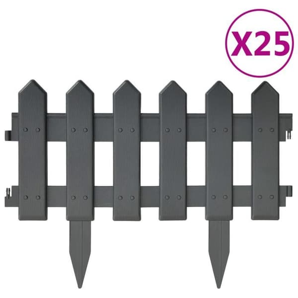 vidaXL Gräsmattkant 25 st Antracit 10 m PP 314683
