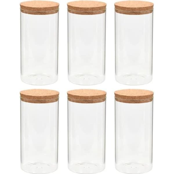 vidaXL 6st Glasförvaringsburkar och korklock 1400ml