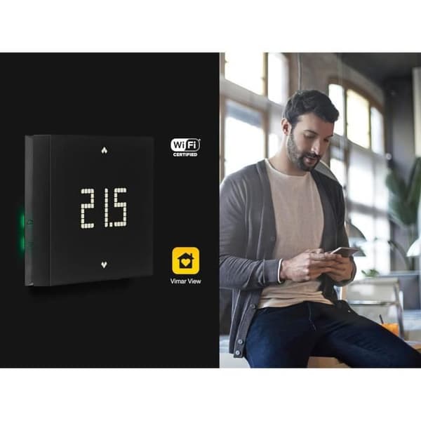 Wi-Fi elektronisk termostat - Vimar - 02912.G - Fjärrkontroll - Programmerbar - Svart