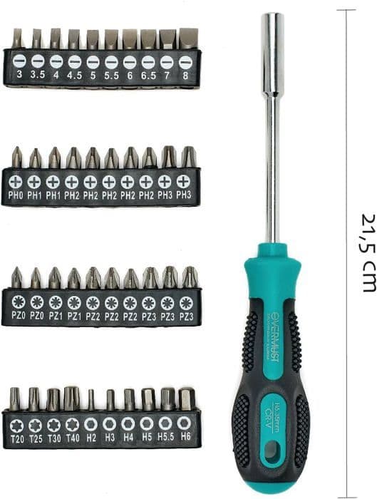 Tournevis - OVERMUST - Set med 58 delar - Magnetiska - Klipp, Kryss, Torx
