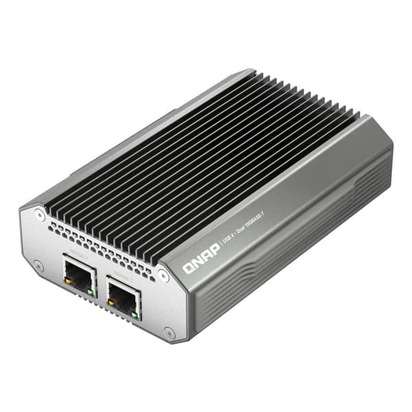 Nätadapter - QNAP - USB4 Typ-C - 2 x 10GBASE-T - RJ45 - Grå