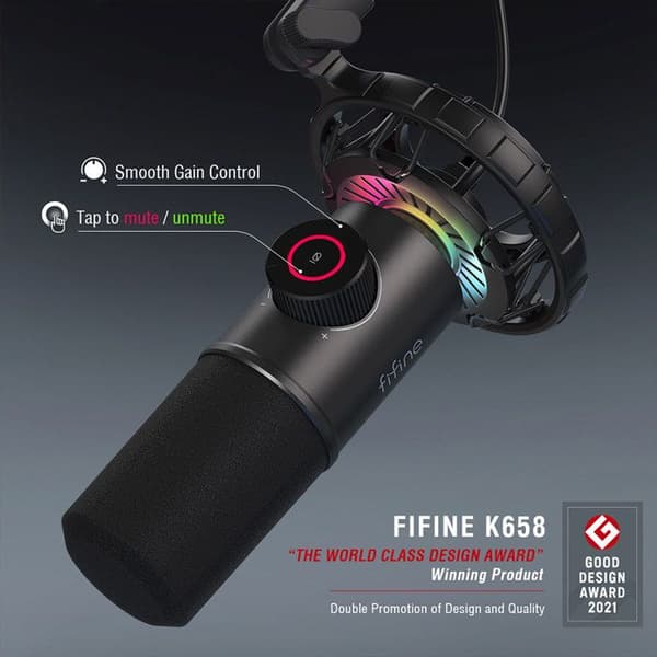 FIFINE K658 USB RGB Dynamisk Mikrofon - Svart