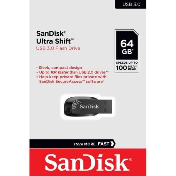 Clé USB Sandisk Ultra Shift 64 Go USB 3.0 100MB/s