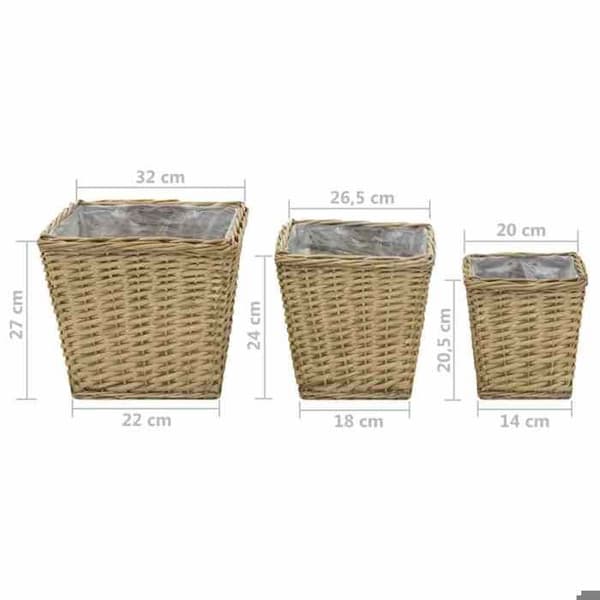 vidaXL Upphöjda sängar 3 st Wicker med PE Foder