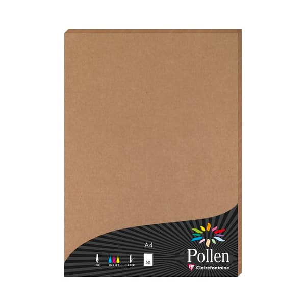 A4 Kraftpapper - POLLEN - 130g - 50 ark - Brunt - A4-format
