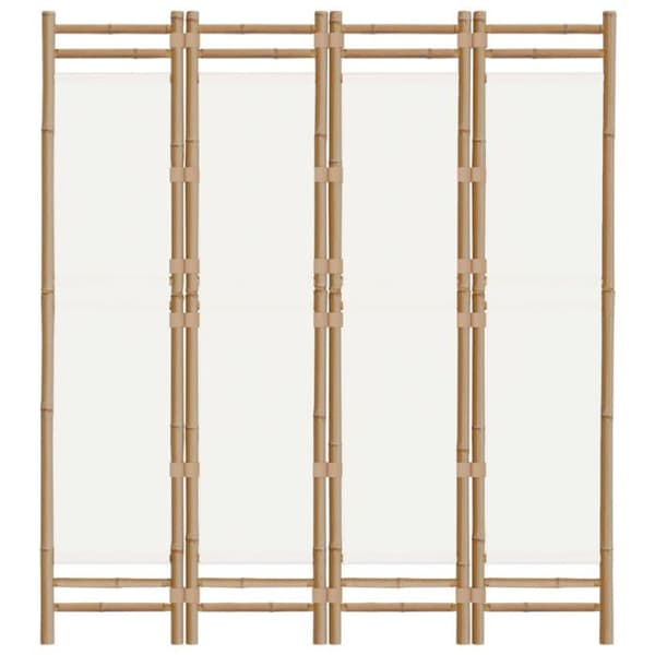 vidaXL Vikbar rumsavdelare 4 paneler 160 cm bambu och duk 350624
