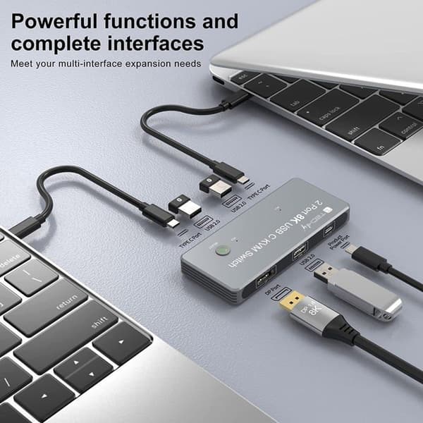 Switch KVM - Techly IDATA KVM-DPC8K - 8K Upplösning - 2xUSB-C - 3xUSB 2.0 - Kontor