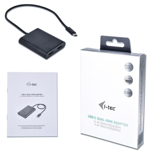 Videoadapter - I-TEC - USB-C 2x HDMI - 4K Ultra HD - 30Hz - Kompatibel med Thunderbolt 3