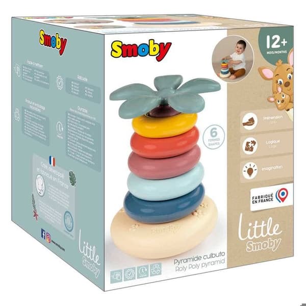 Smoby leksak stapelpyramid - färgglada ringar och gungande bas