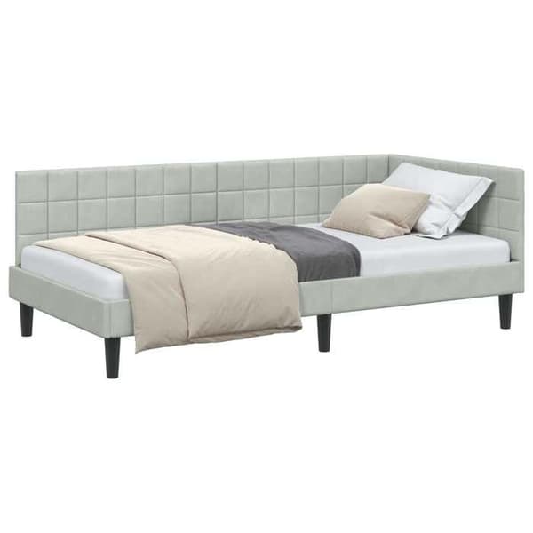 vidaXL Hörnsängram Ljusgrå 90 cm x 200 cm Sammet 42016428