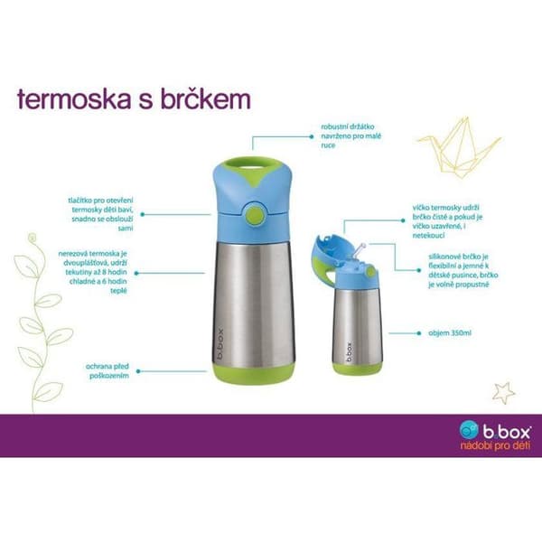 B.box Termos med sugrör 350 ml lilas pop