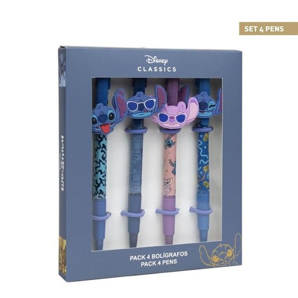 Pack om 4 fantasiballpennor Stitch Disney