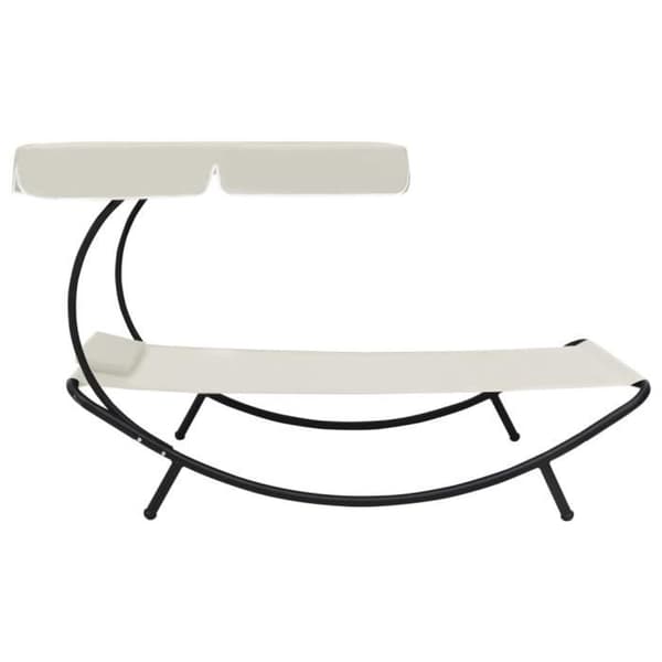vidaXL trädgårdssolstol med kapell och kudde Cream White