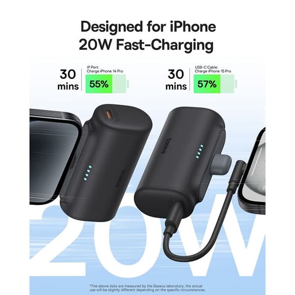Strömbank - BASEUS - P10068307413-00 - 5000 mAh - 20 W - Svart